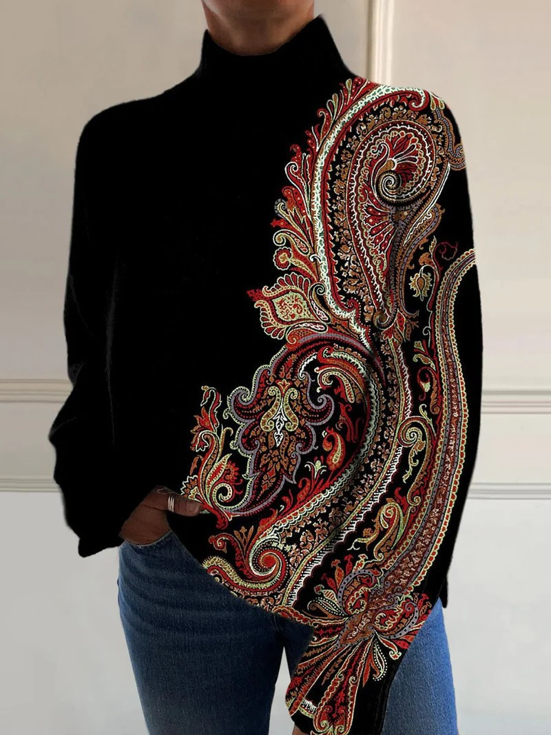 Pull à col roulé avec motif imprimé