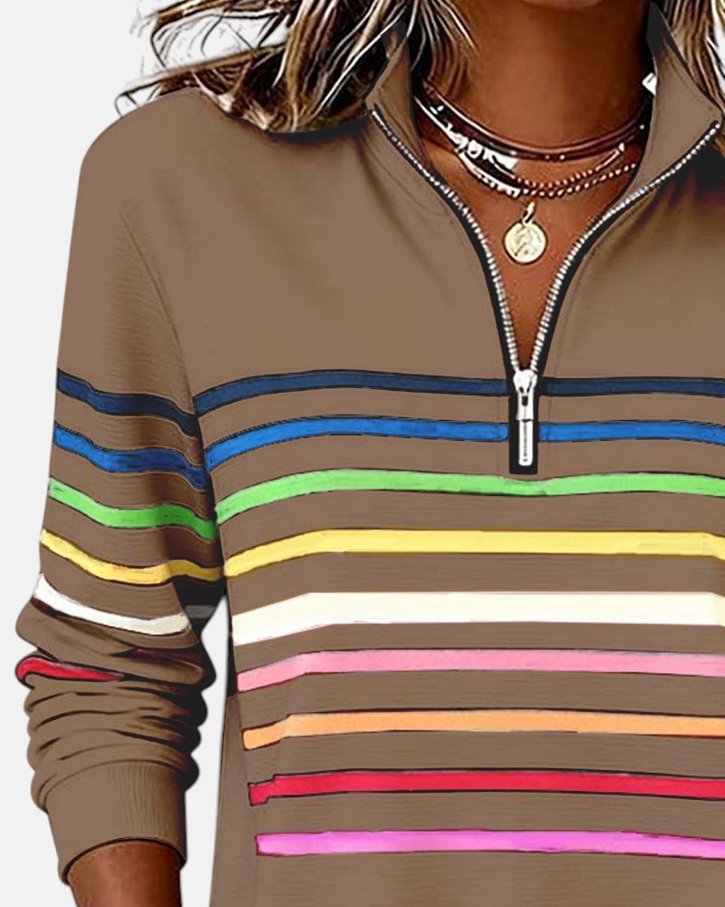 Vienna | Colorful Striped Zip-Up Hoodie
