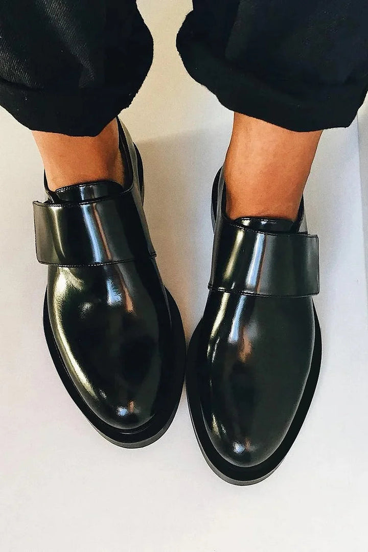 Celeste | Sleek Polished Strap Loafers