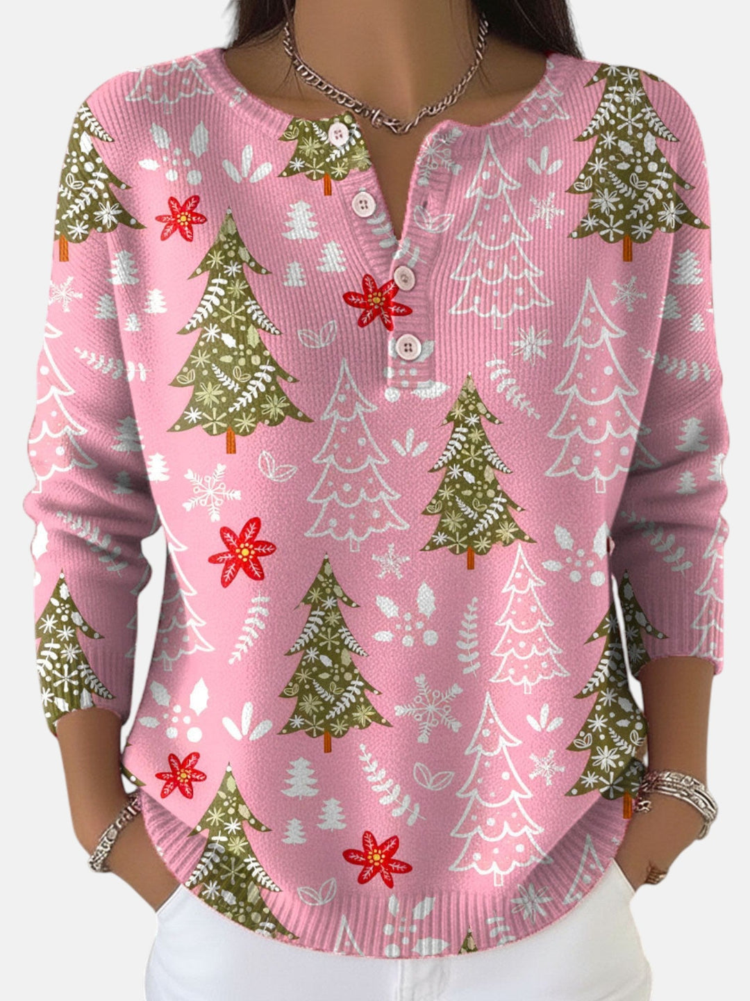 Sofie | Button-Detail Christmas Sweater