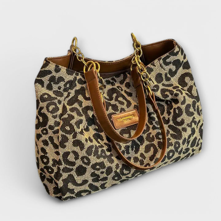 Annie | Leopard Print Canvas Tote Bag