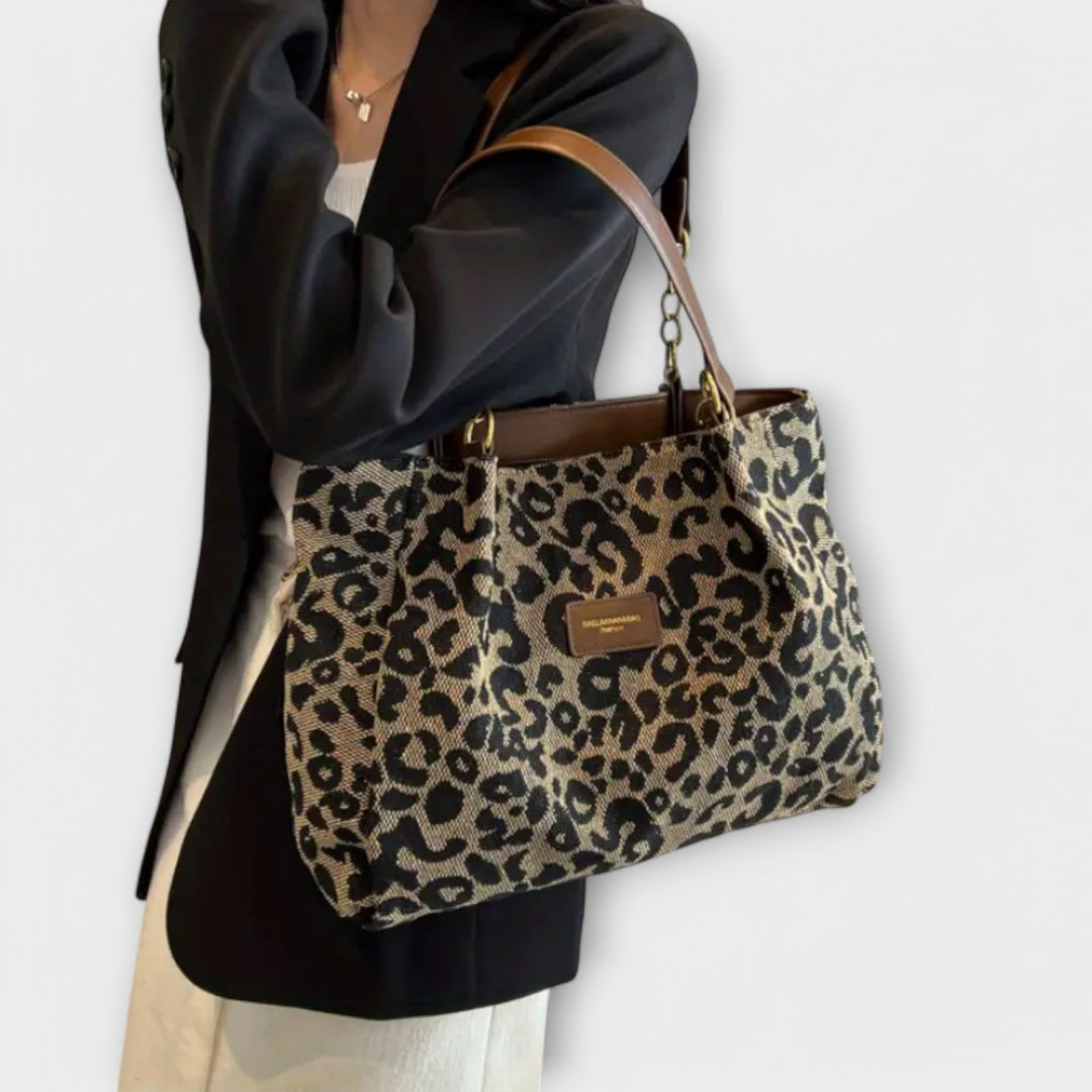 Annie | Leopard Print Canvas Tote Bag