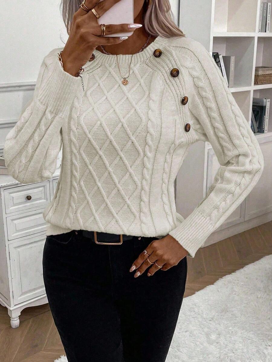 Amalie | Classic Sweater with Decorative Button Details