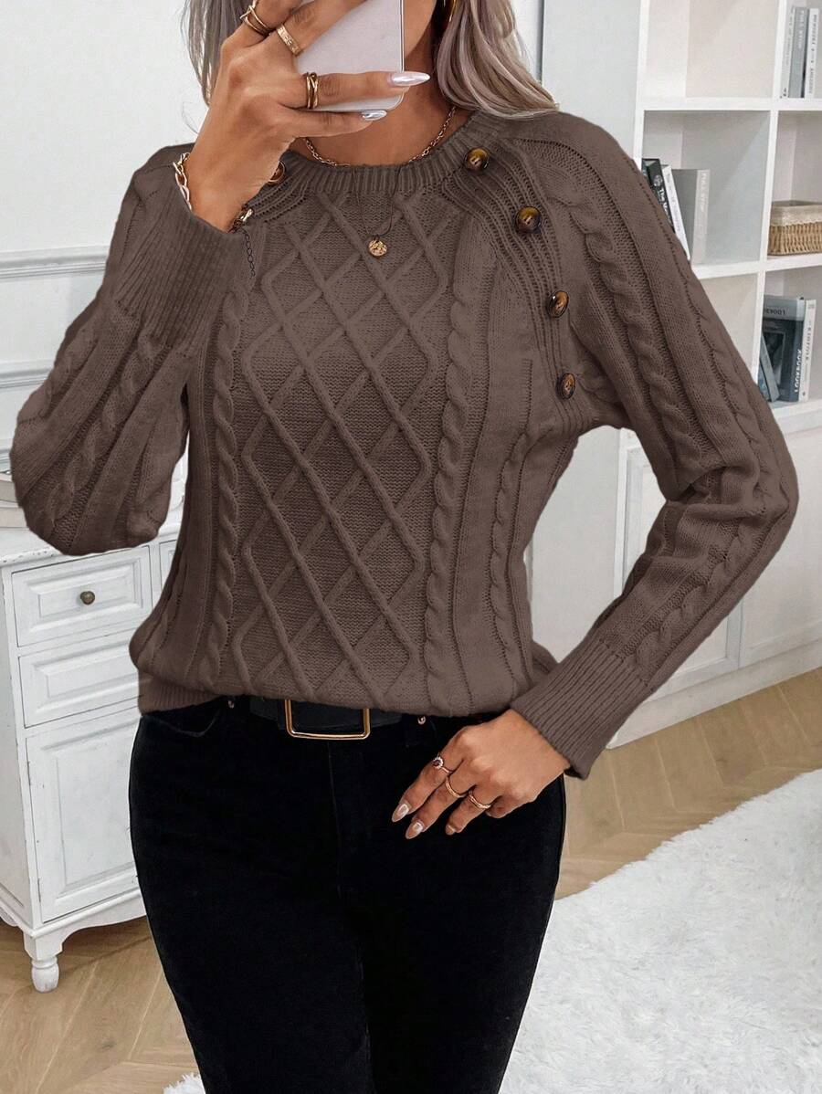 Amalie | Classic Sweater with Decorative Button Details
