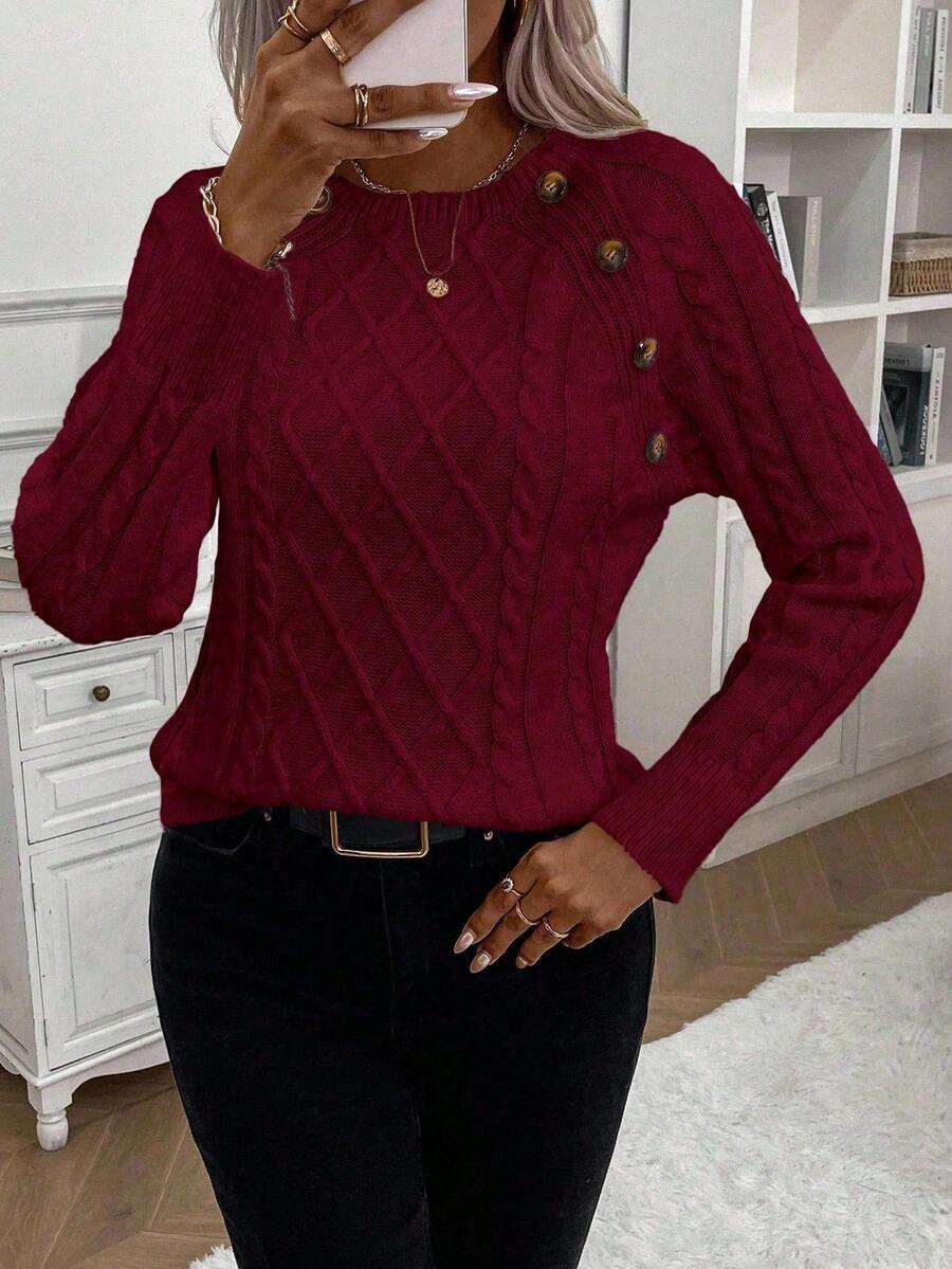 Amalie | Classic Sweater with Decorative Button Details