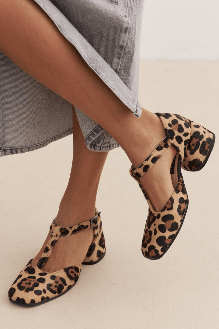 Gianna | Leopard Print T-Strap Block Heels