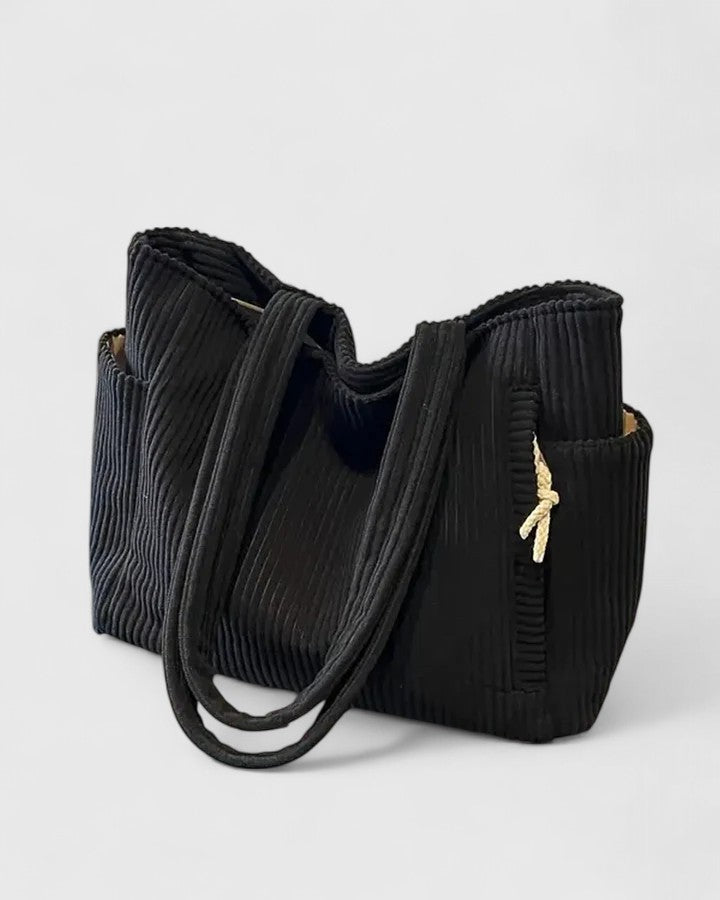 Annie | Elegant Ribbed Tote Bag with Chic Cord Accents
