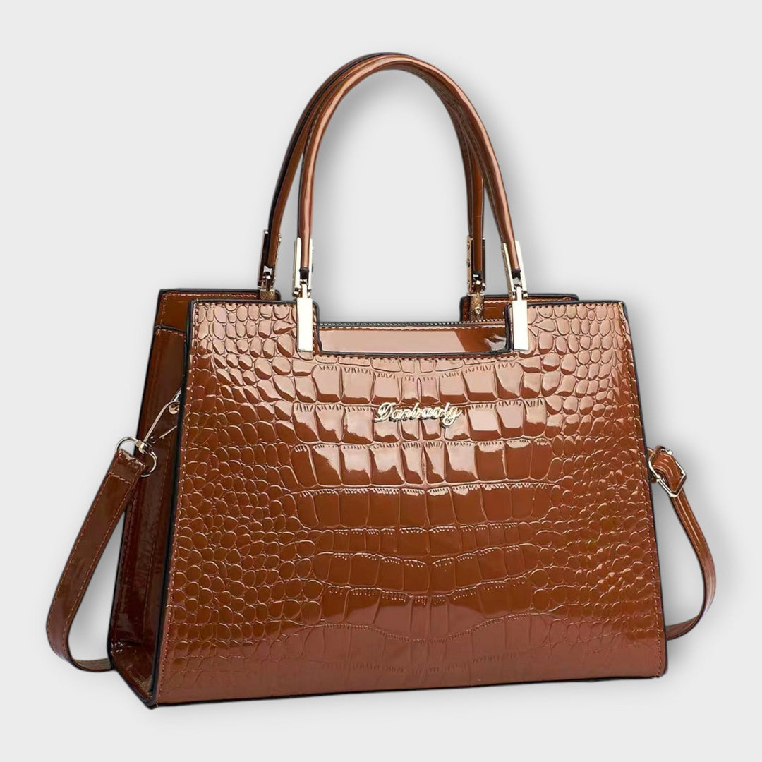 Annie | Shiny Crocodile-Embossed Handbag