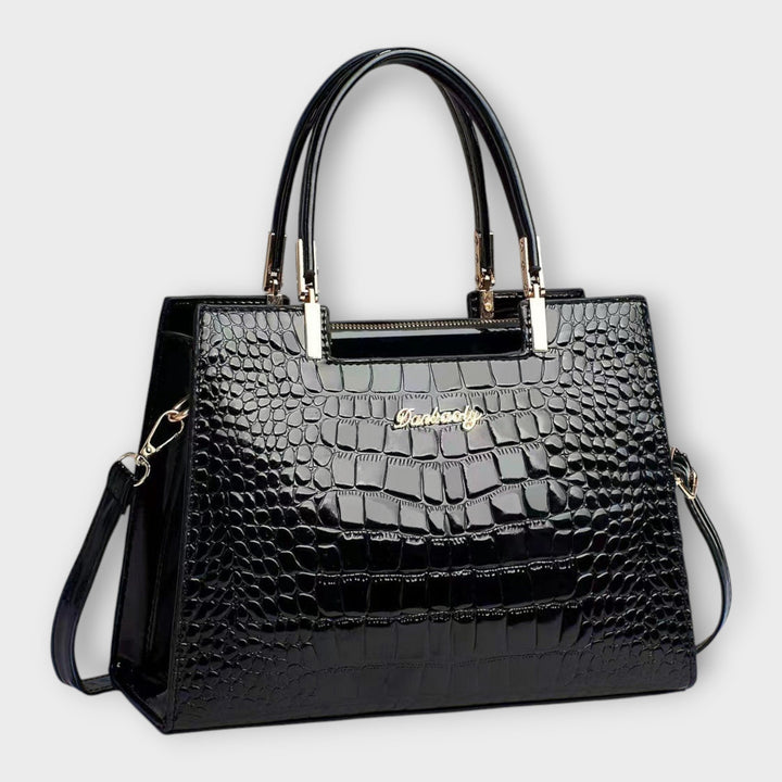 Annie | Shiny Crocodile-Embossed Handbag
