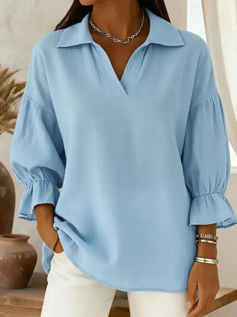 Makayla | Relaxed Collared Silhouette Blouse