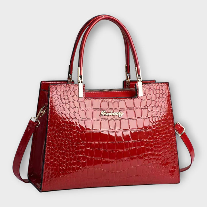 Annie | Shiny Crocodile-Embossed Handbag