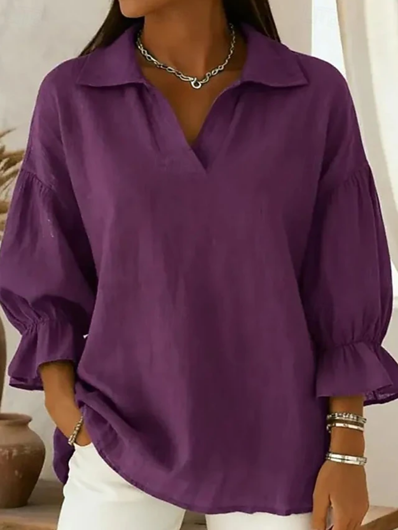 Makayla | Relaxed Collared Silhouette Blouse