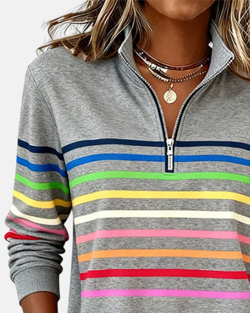 Vienna | Colorful Striped Zip-Up Hoodie