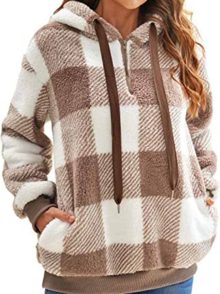 Nicole | Plaid Fleece Hoodie