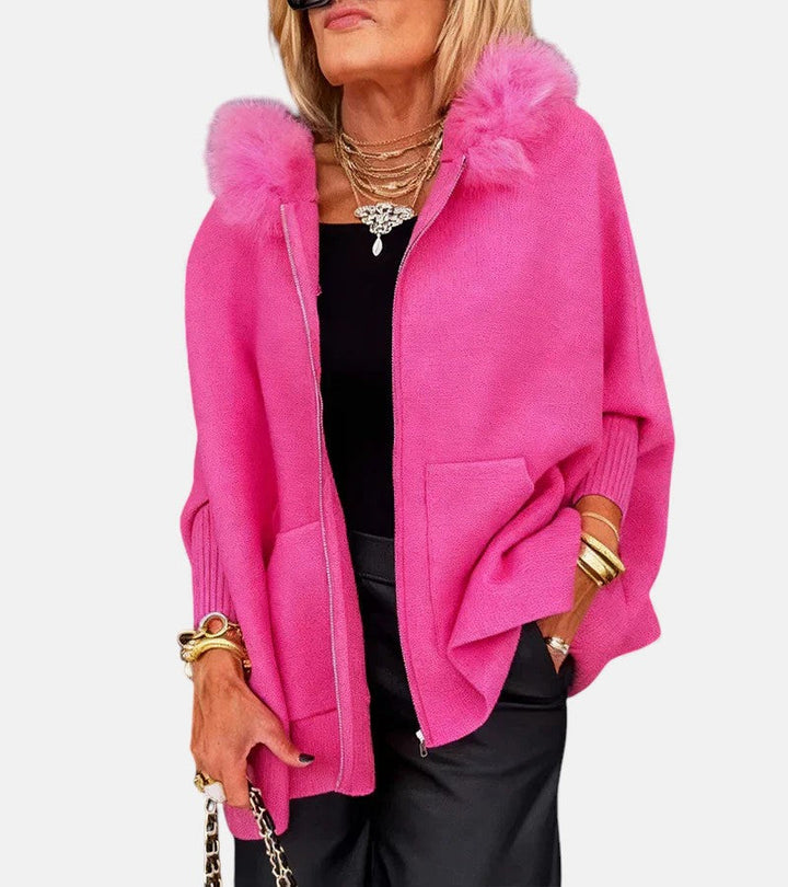 Molly | Casual Hooded Coat with Fur Collar