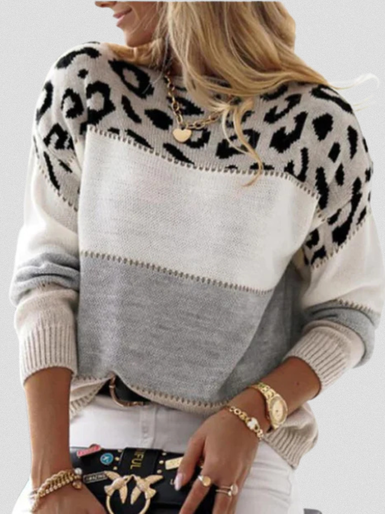 Emma | Leopard Print Accent Sweater