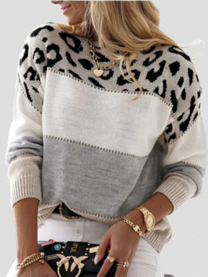 Emma | Leopard Print Accent Sweater