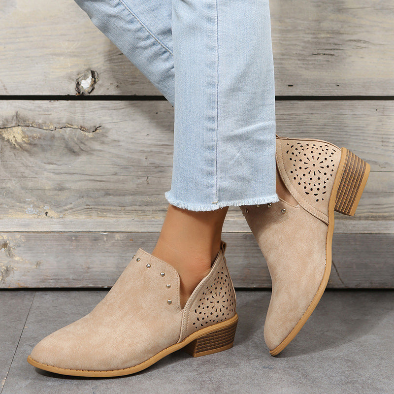 Caitlin | Perforated Low-Cut Ankle Boot