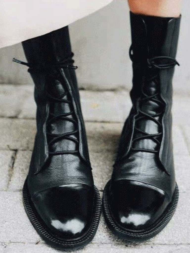 Victoria | Sleek Lace-Up Ankle Boots