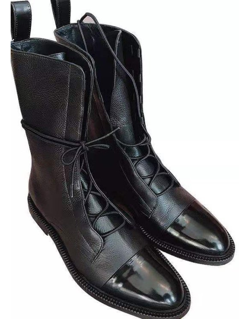 Victoria | Sleek Lace-Up Ankle Boots