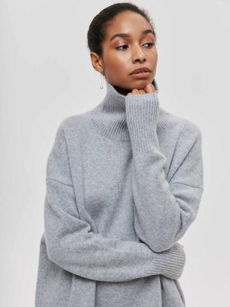 Elena | Cozy High-Collar Knit Pullover