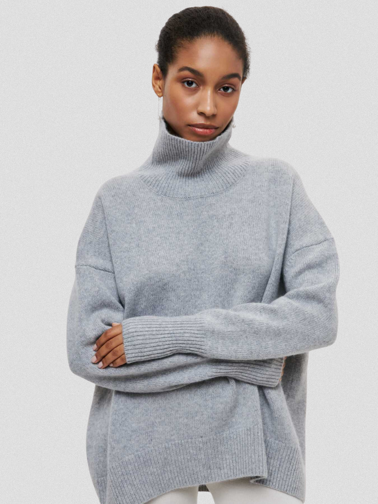 Elena | Cozy High-Collar Knit Pullover