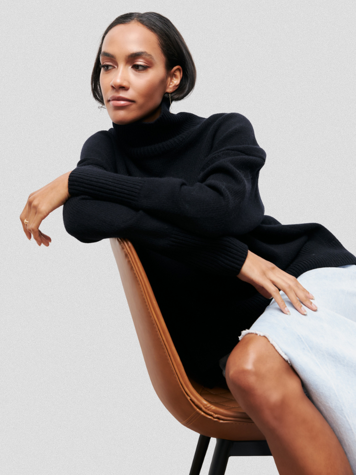 Elena | Cozy High-Collar Knit Pullover