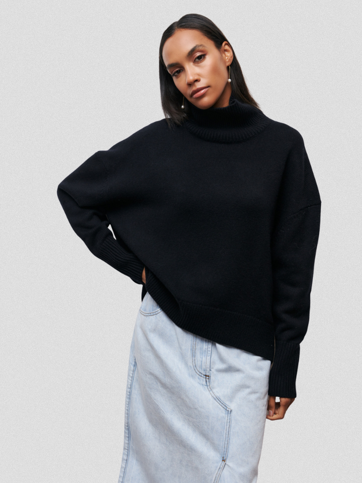 Elena | Cozy High-Collar Knit Pullover