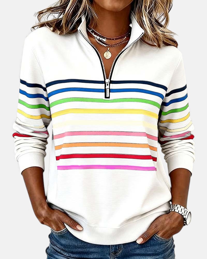 Vienna | Colorful Striped Zip-Up Hoodie