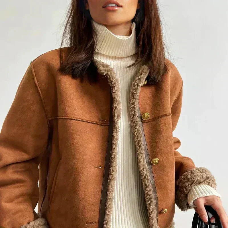 ANNA | Sheepskin Jacket with Button Closure
