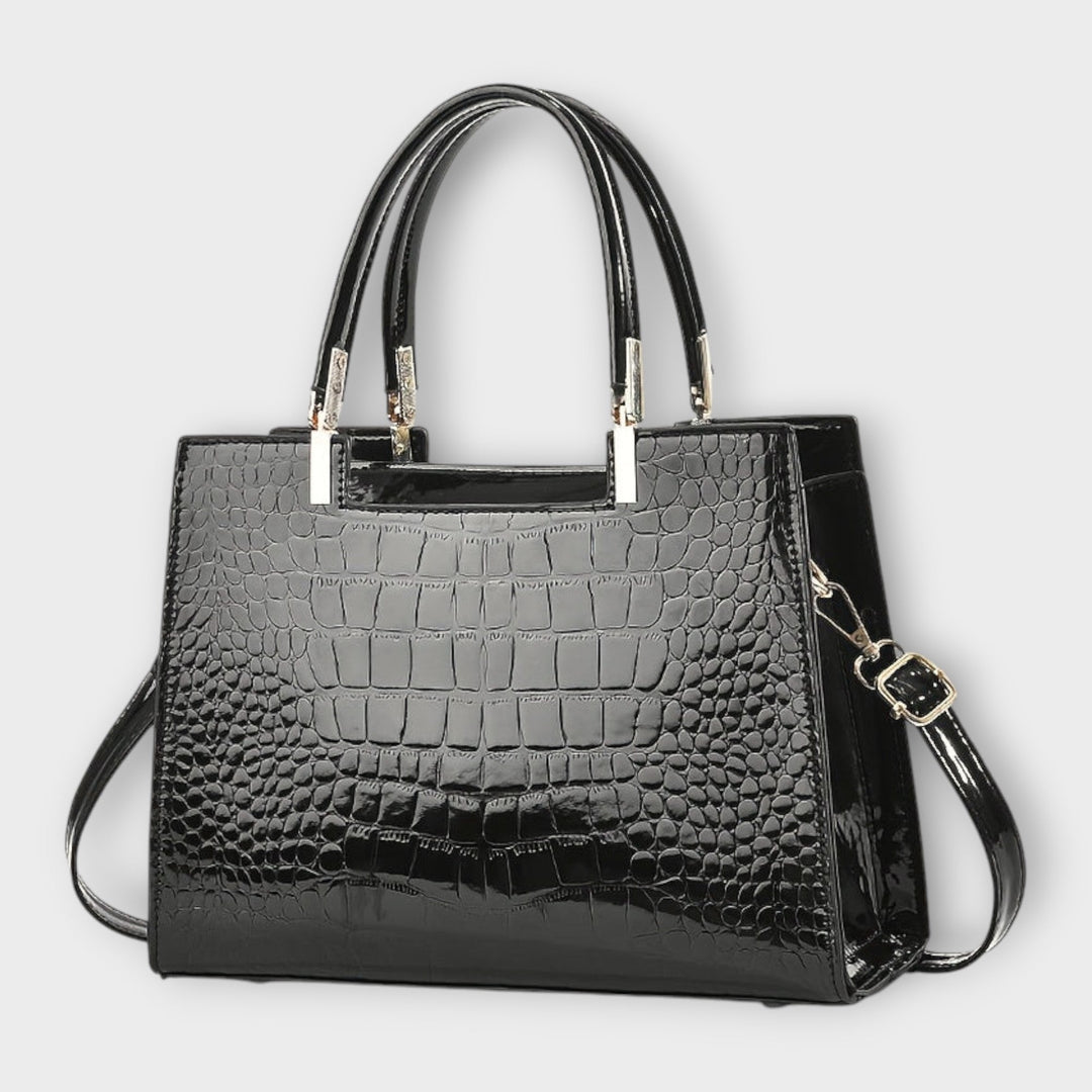 Annie | Shiny Crocodile-Embossed Handbag