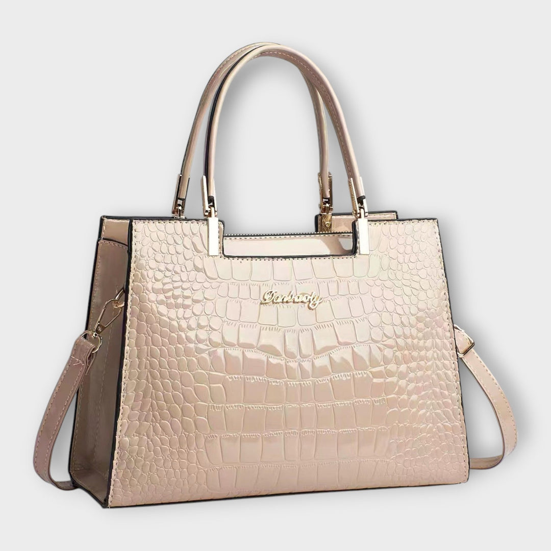 Annie | Shiny Crocodile-Embossed Handbag