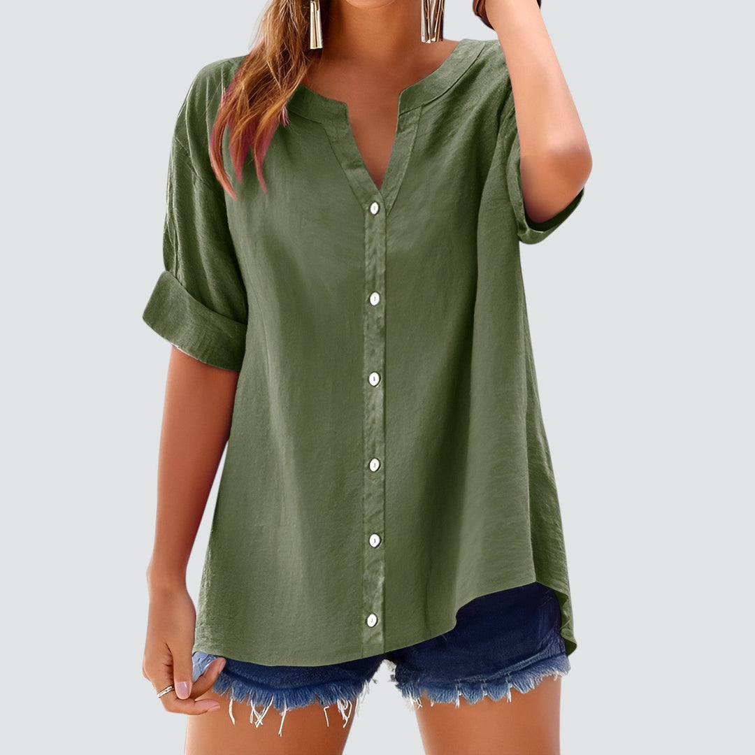 Olivia | Summer Linen Blouse with Buttons
