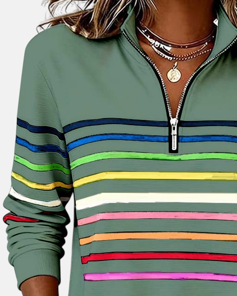 Vienna | Colorful Striped Zip-Up Hoodie