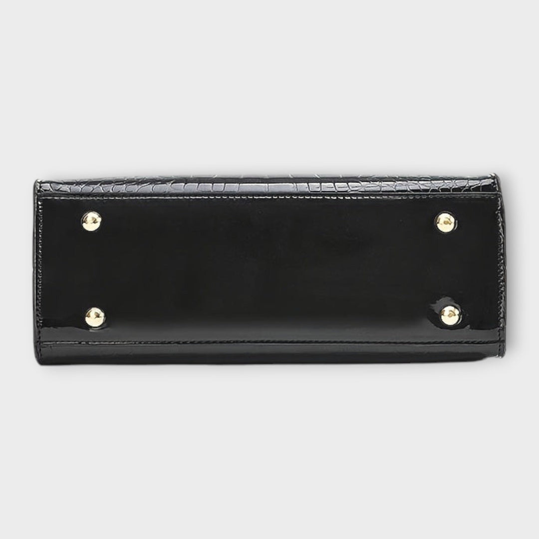 Annie | Shiny Crocodile-Embossed Handbag