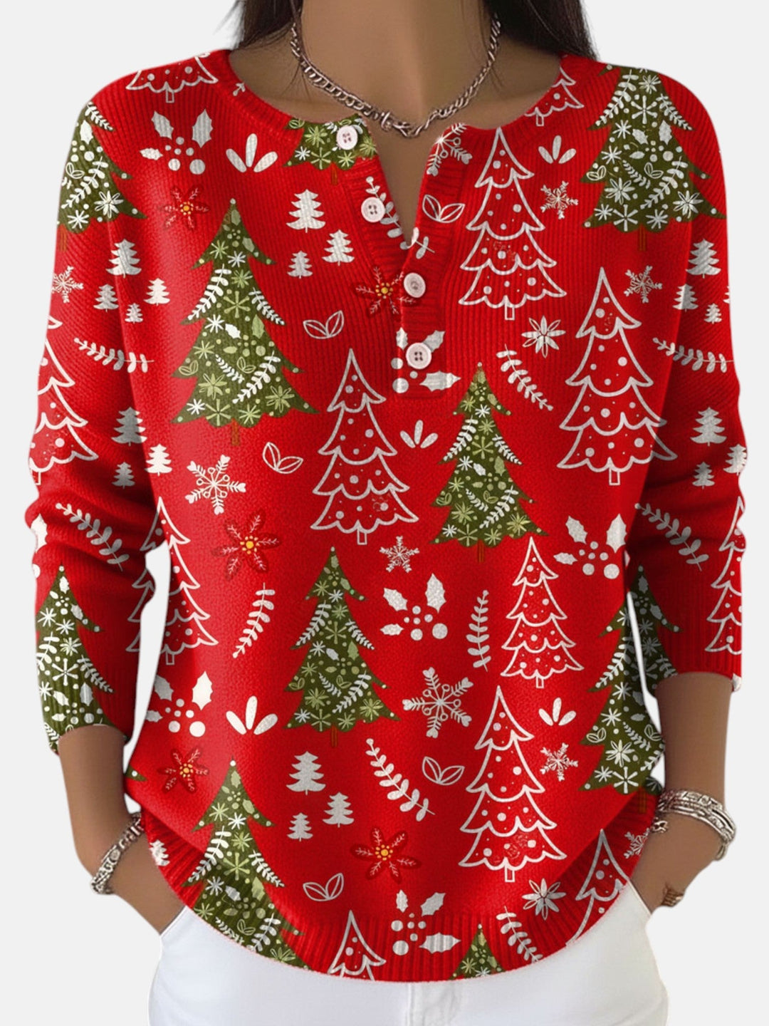 Sofie | Button-Detail Christmas Sweater