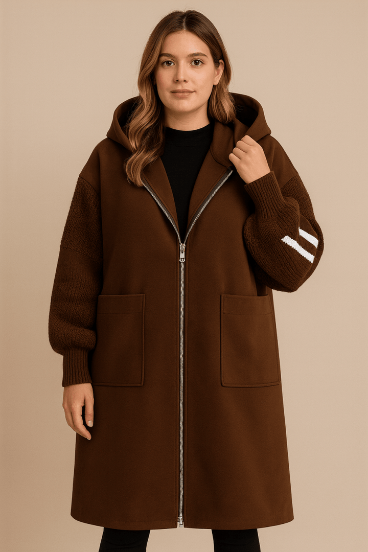 SELENE | LONG KNITTED HOODIE COAT