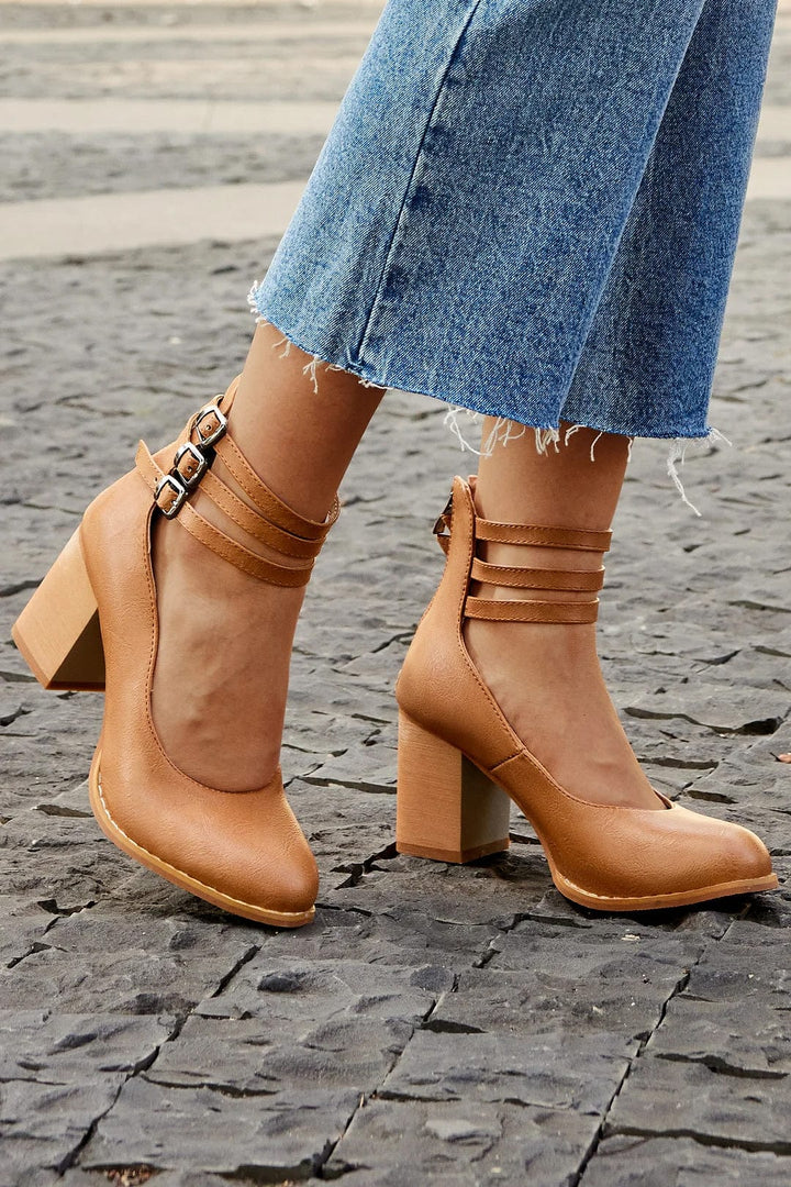 Ariana | Triple Buckle High Heels
