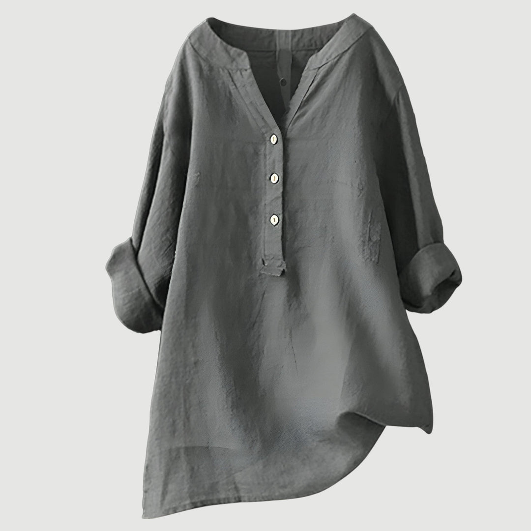 Lea | Luftige Leinenbluse mit Knopfleiste