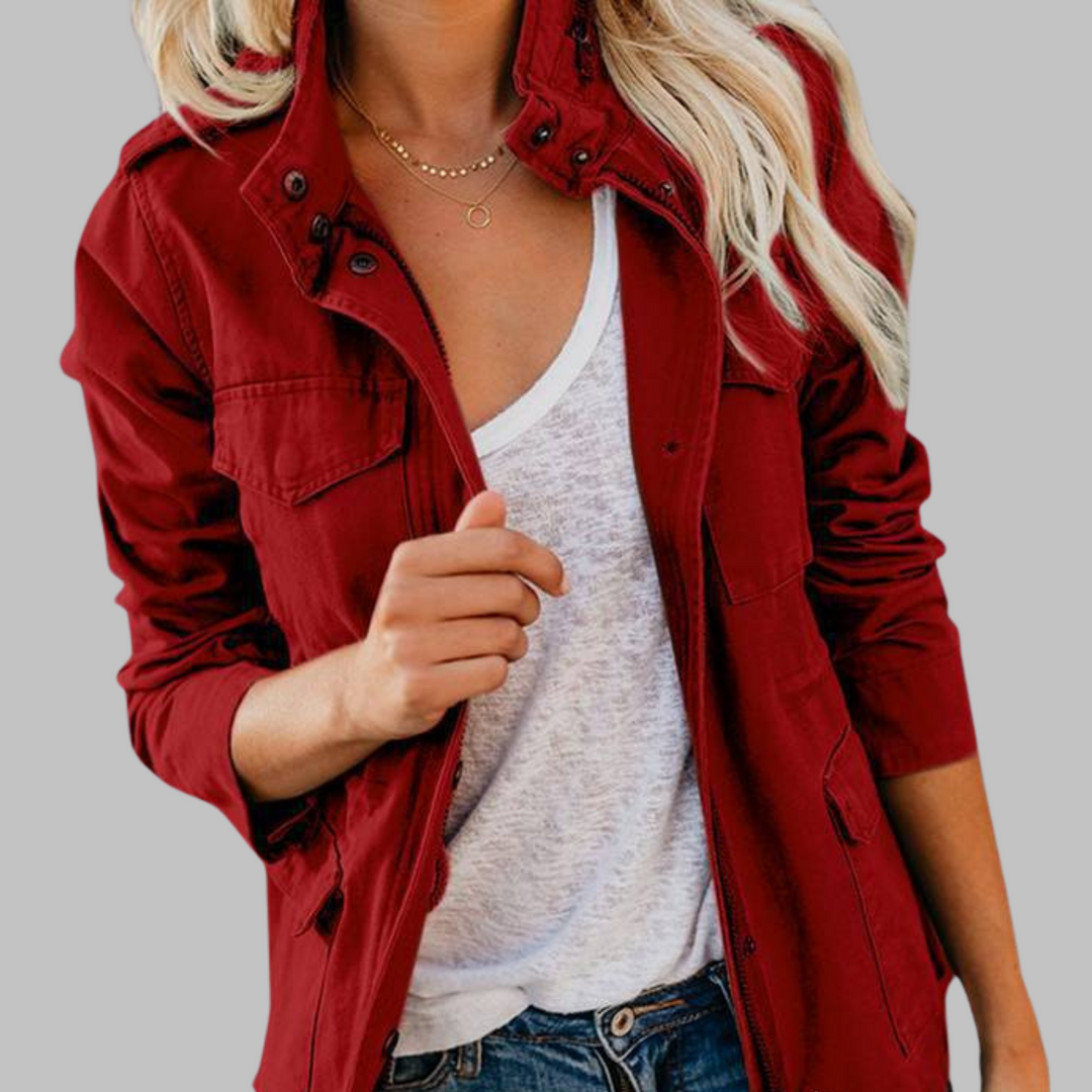 Olga | Vintage Zip Up κουμπί στρατιωτικό μπουφάν