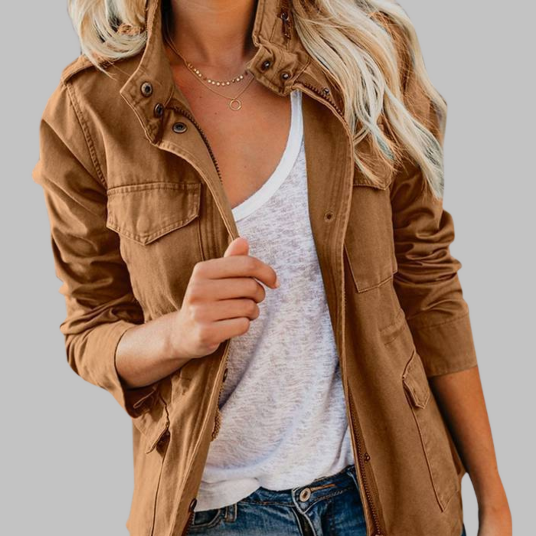 Olga | Vintage Zip Up κουμπί στρατιωτικό μπουφάν