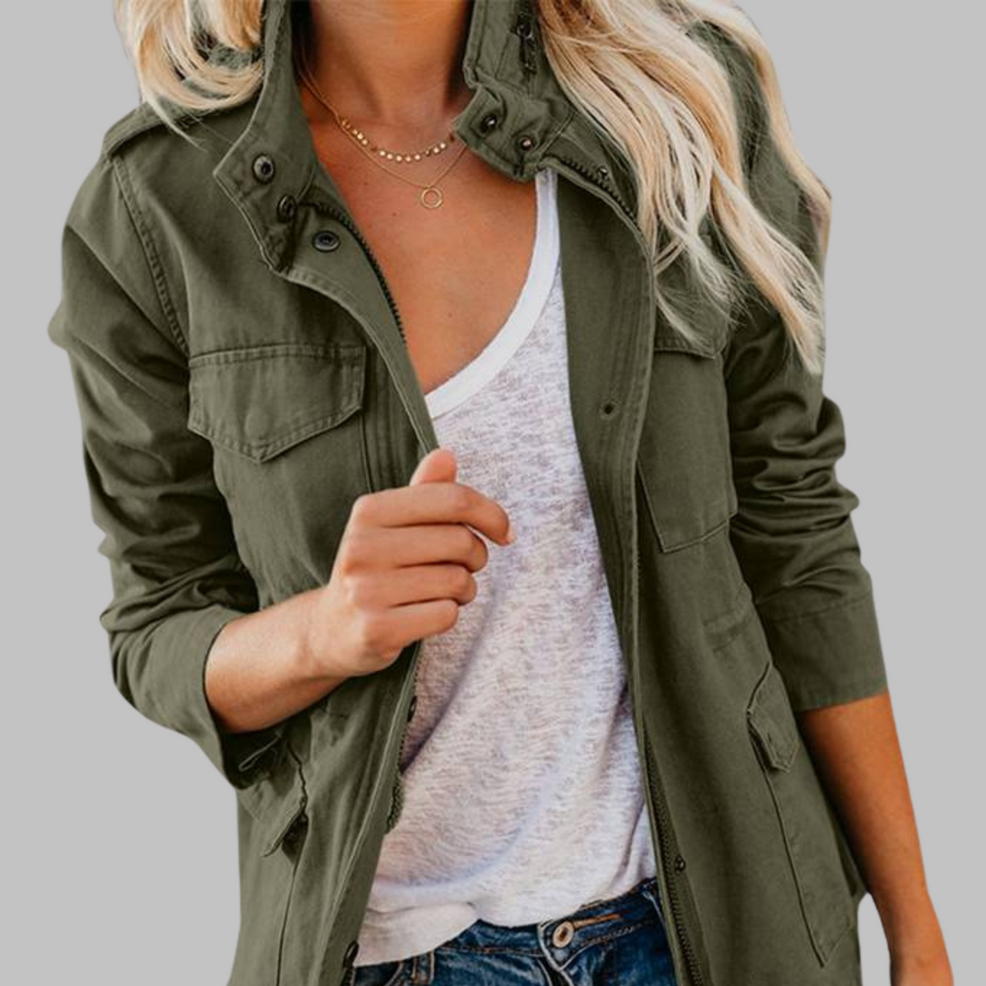 Olga | Vintage Zip Up κουμπί στρατιωτικό μπουφάν