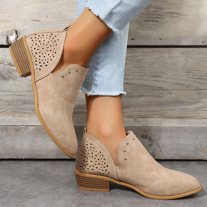 Caitlin | Perforated Low-Cut Ankle Boot