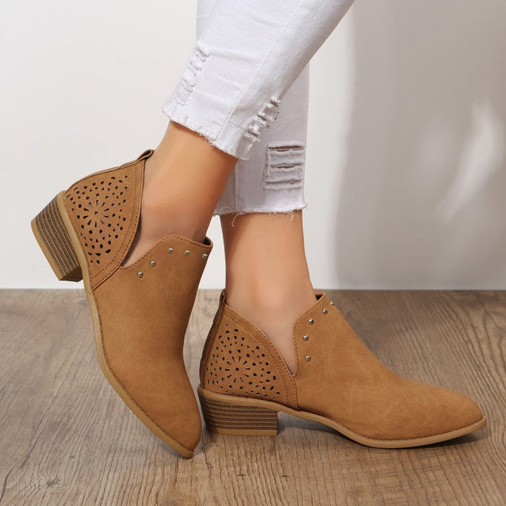Caitlin | Perforated Low-Cut Ankle Boot