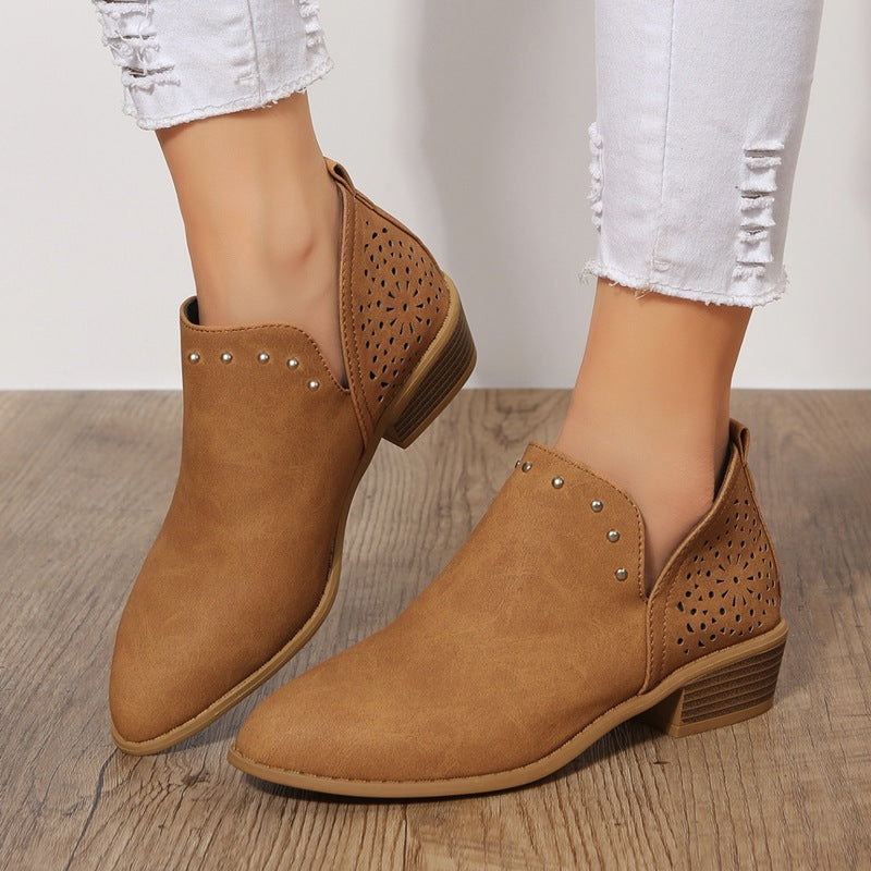 Caitlin | Perforated Low-Cut Ankle Boot