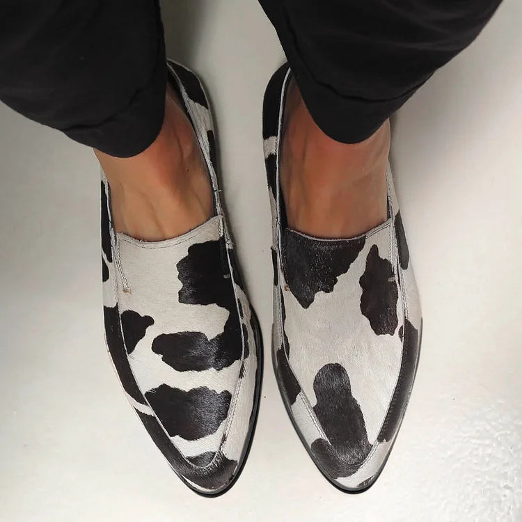 Becca | Cow Print Slip-On Shoes