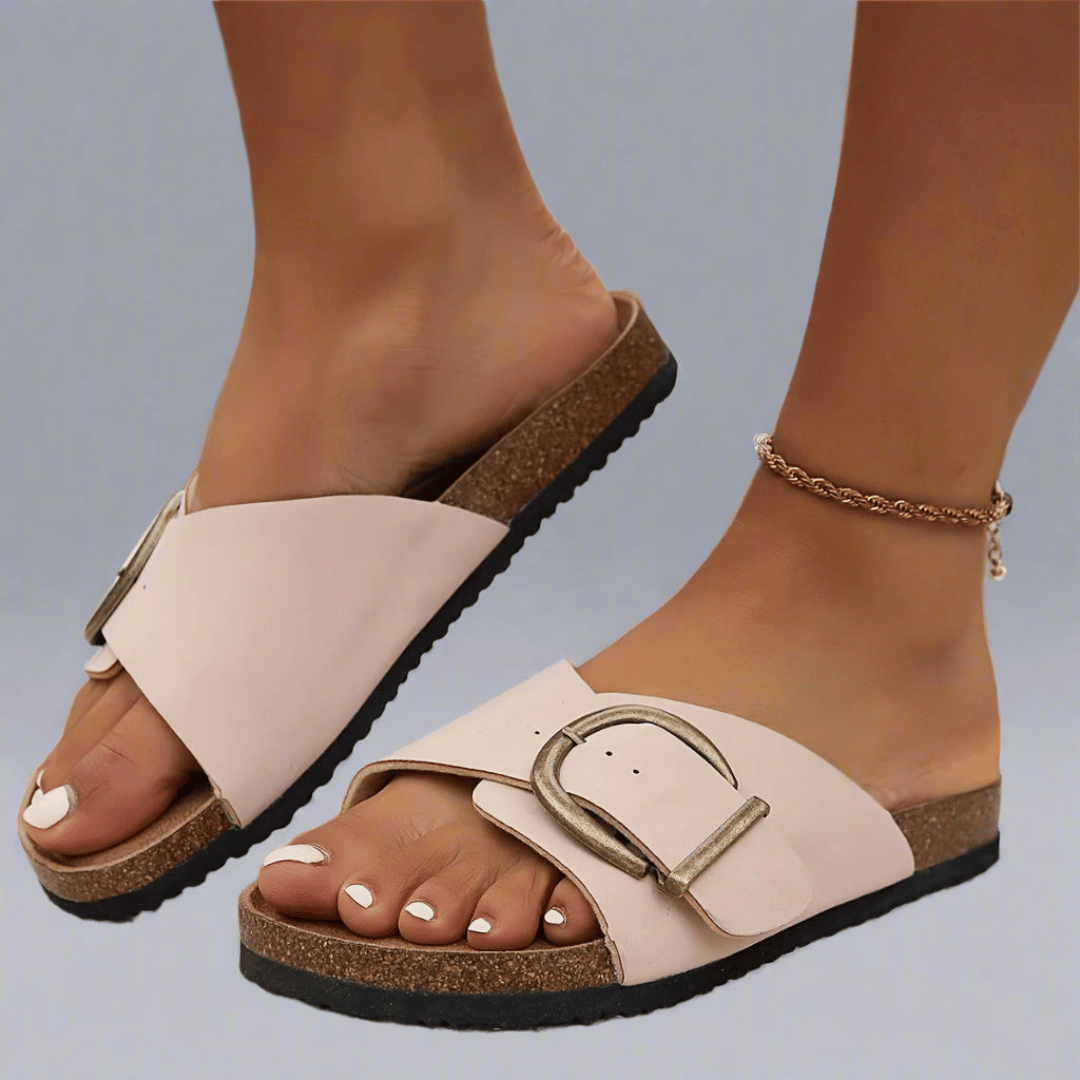 Aileen | Slide Sandals with Buckle Detail