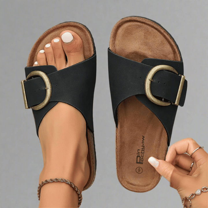 Aileen | Slide Sandals with Buckle Detail
