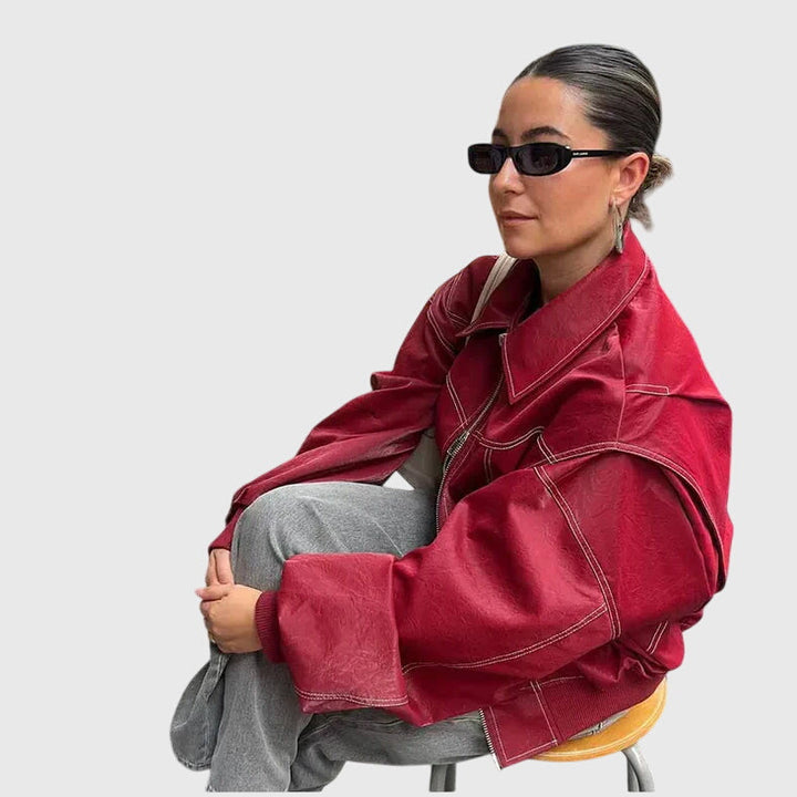 Faye - Chaqueta de cuero extragrande