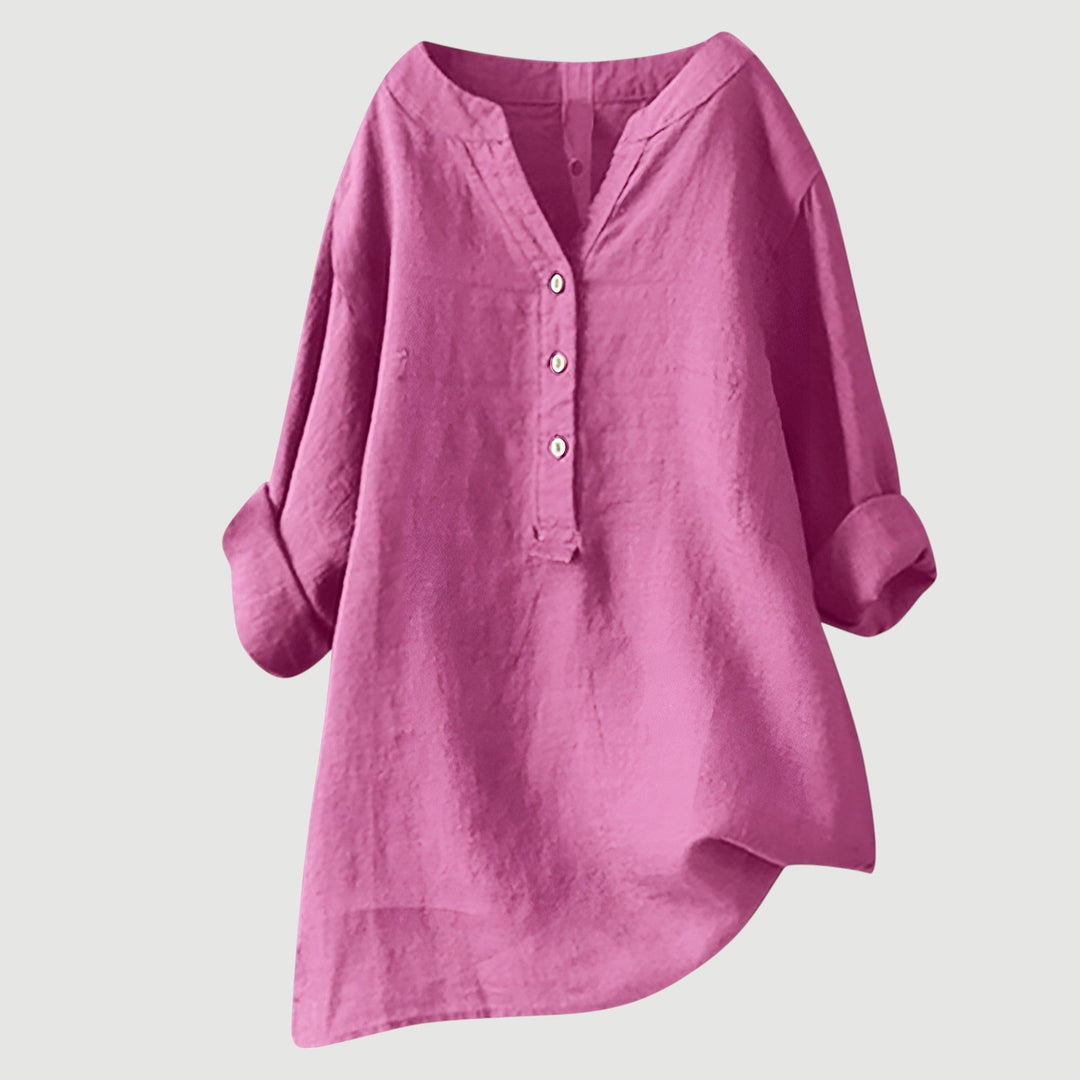 Lea | Blusa vaporosa de lino con detalles de botones